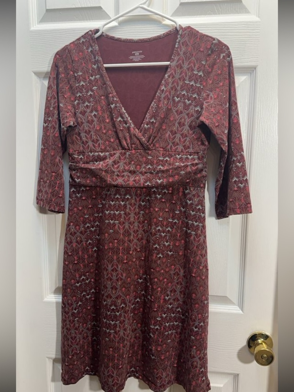 Patagonia Burgundy Patterned Midi Dress